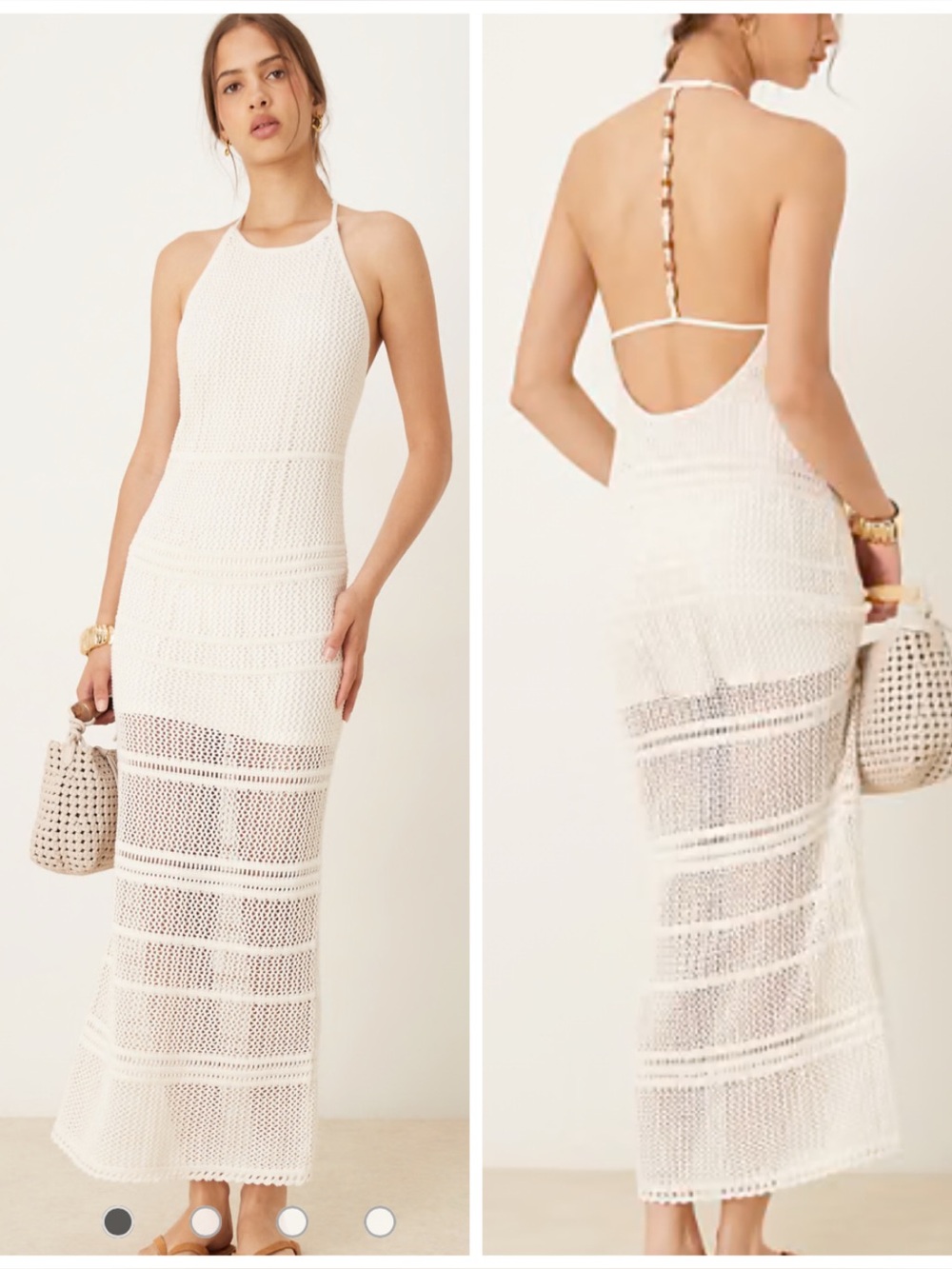 Abercrombie & Fitch crochet high neck open back maxi dress NWT SIZE MP